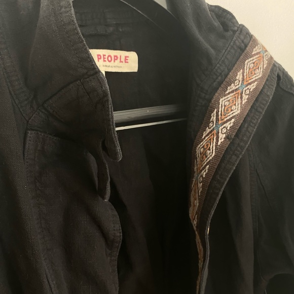 Free People Jayde Linen Bomber Jacket Black Small - Picture 8 of 12